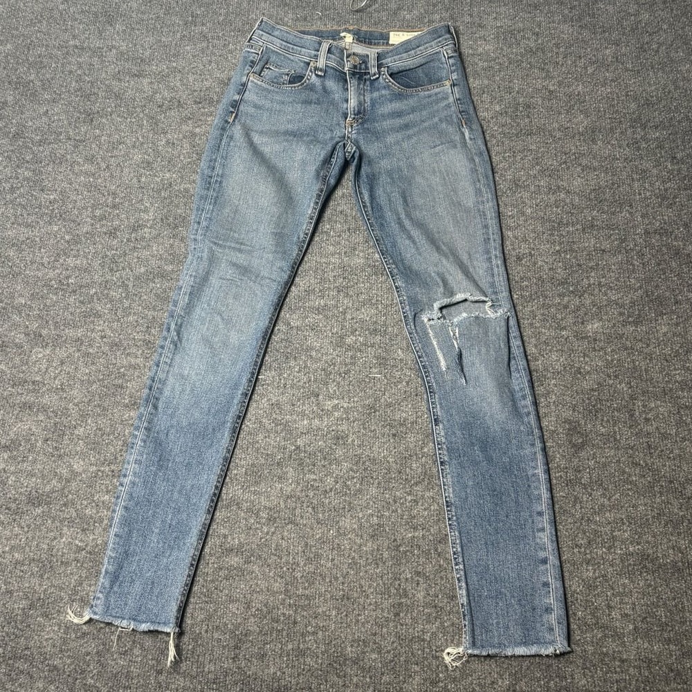 Rag &‎ Bone Skinny Jeans Womens 25 Light Wash Blue Midland Distressed Raw Hem